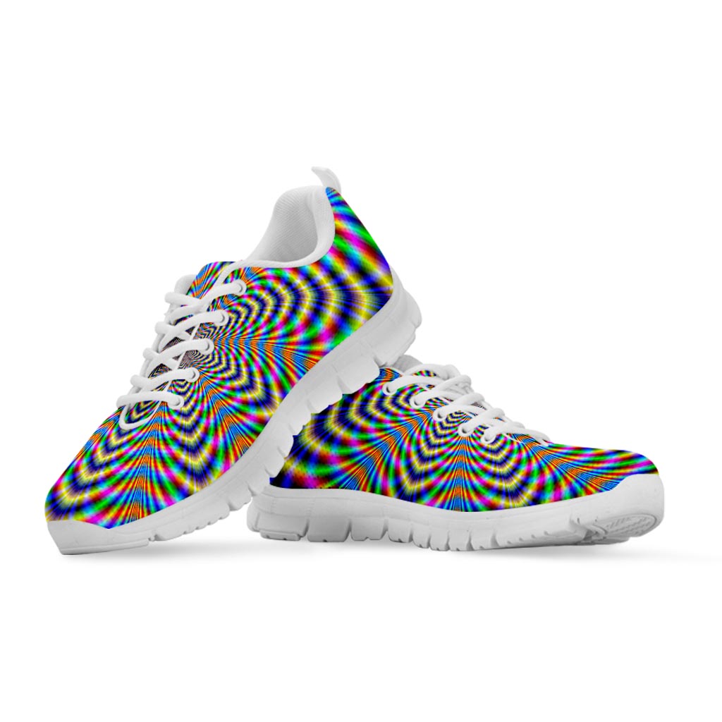 Octagonal Psychedelic Optical Illusion White Running Shoes