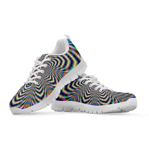 Octagonal Psychedelic Optical Illusion White Running Shoes