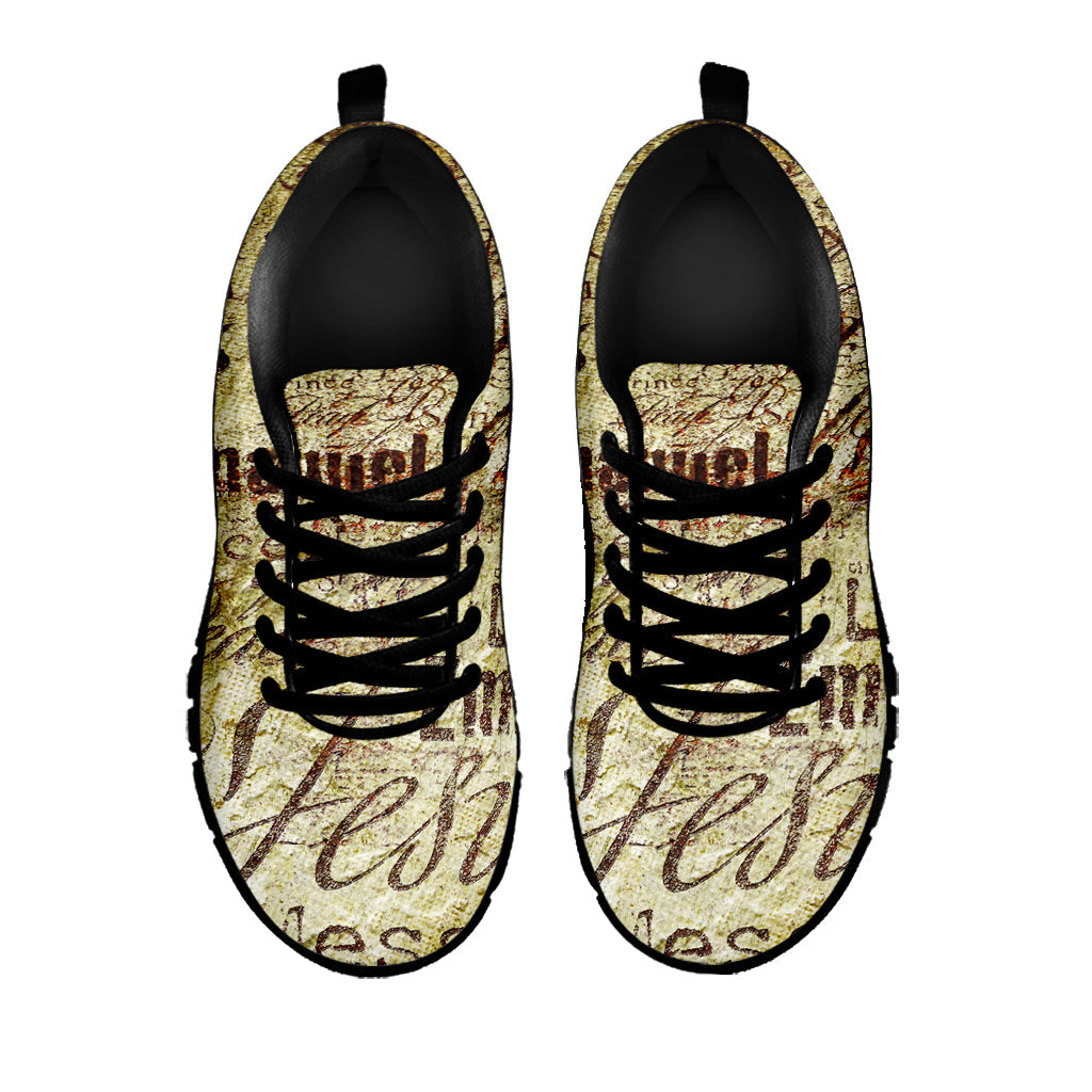 Old Religious Words Print Black Running Shoes