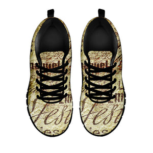 Old Religious Words Print Black Running Shoes