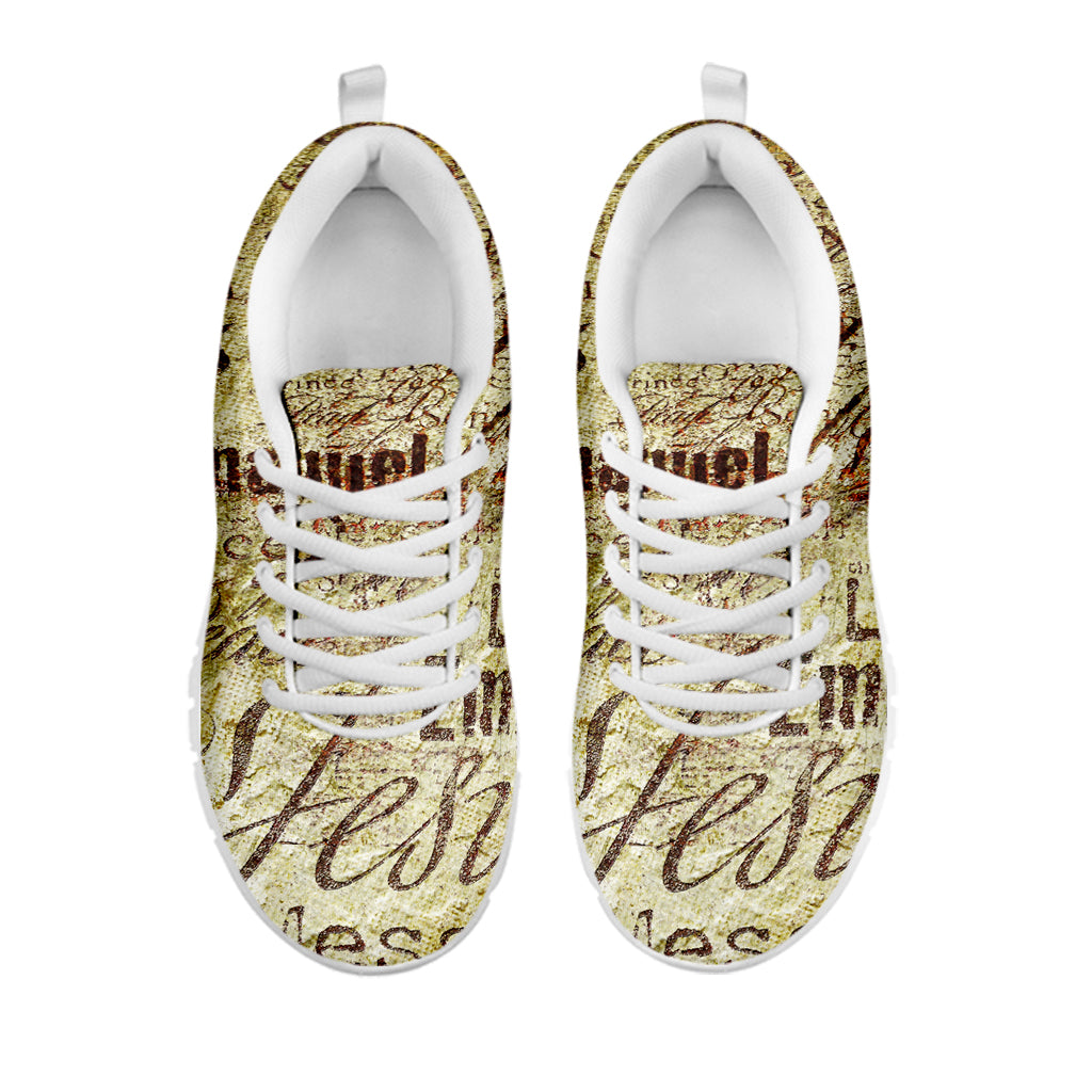 Old Religious Words Print White Running Shoes