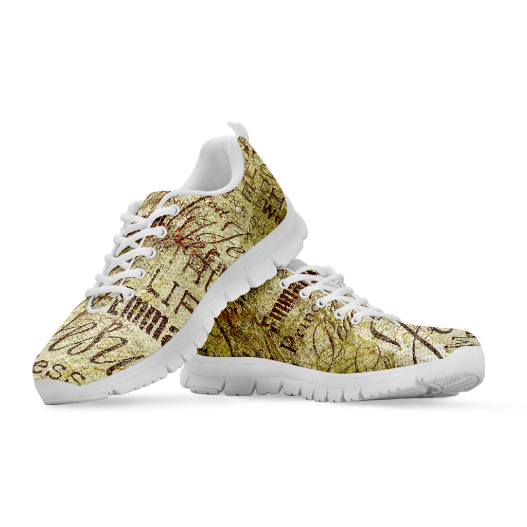 Old Religious Words Print White Running Shoes