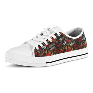 Old School Tattoo Print White Low Top Sneakers