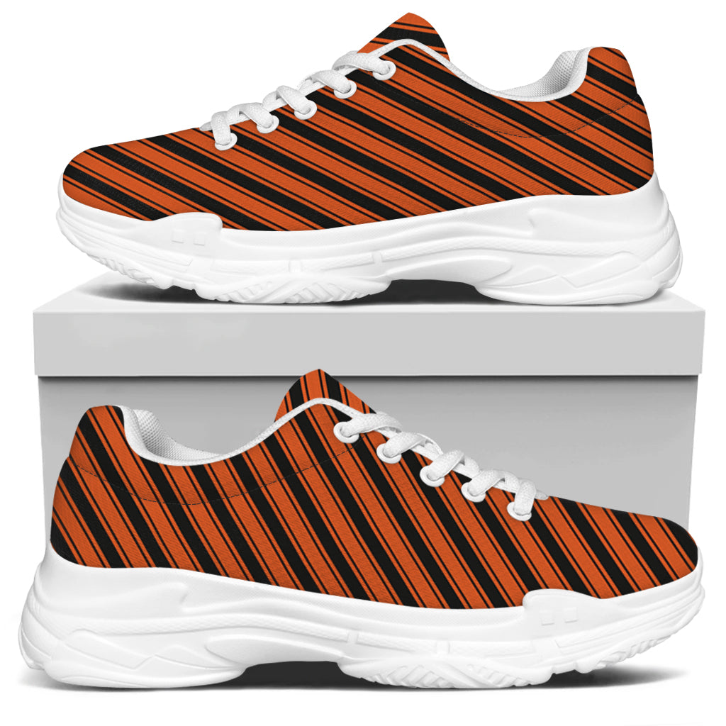 Orange And Black Halloween Pattern Print White Chunky Shoes
