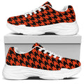 Orange And Black Houndstooth Print White Chunky Shoes