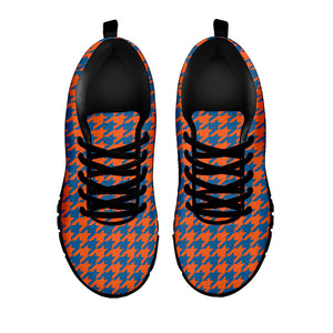 Orange And Blue Houndstooth Print Black Running Shoes