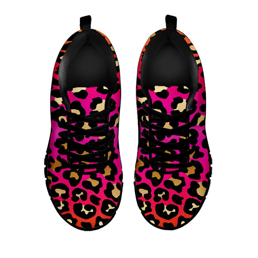Orange And Purple Leopard Print Black Running Shoes