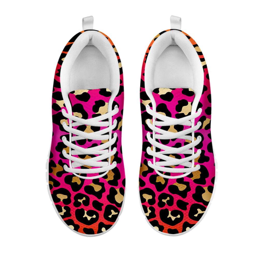 Orange And Purple Leopard Print White Running Shoes