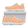 Orange And White Chevron Pattern Print White Running Shoes