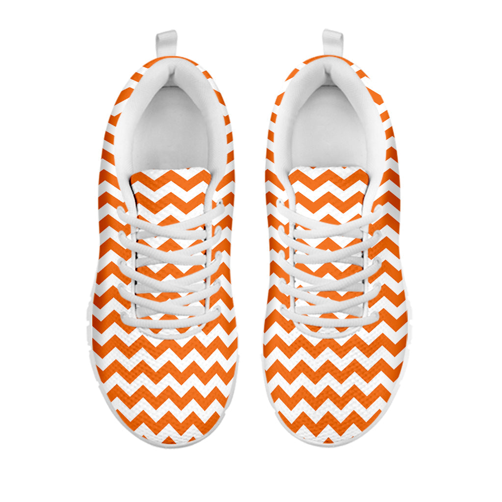 Orange And White Chevron Pattern Print White Running Shoes