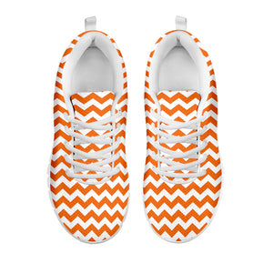 Orange And White Chevron Pattern Print White Running Shoes