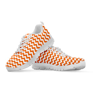 Orange And White Chevron Pattern Print White Running Shoes
