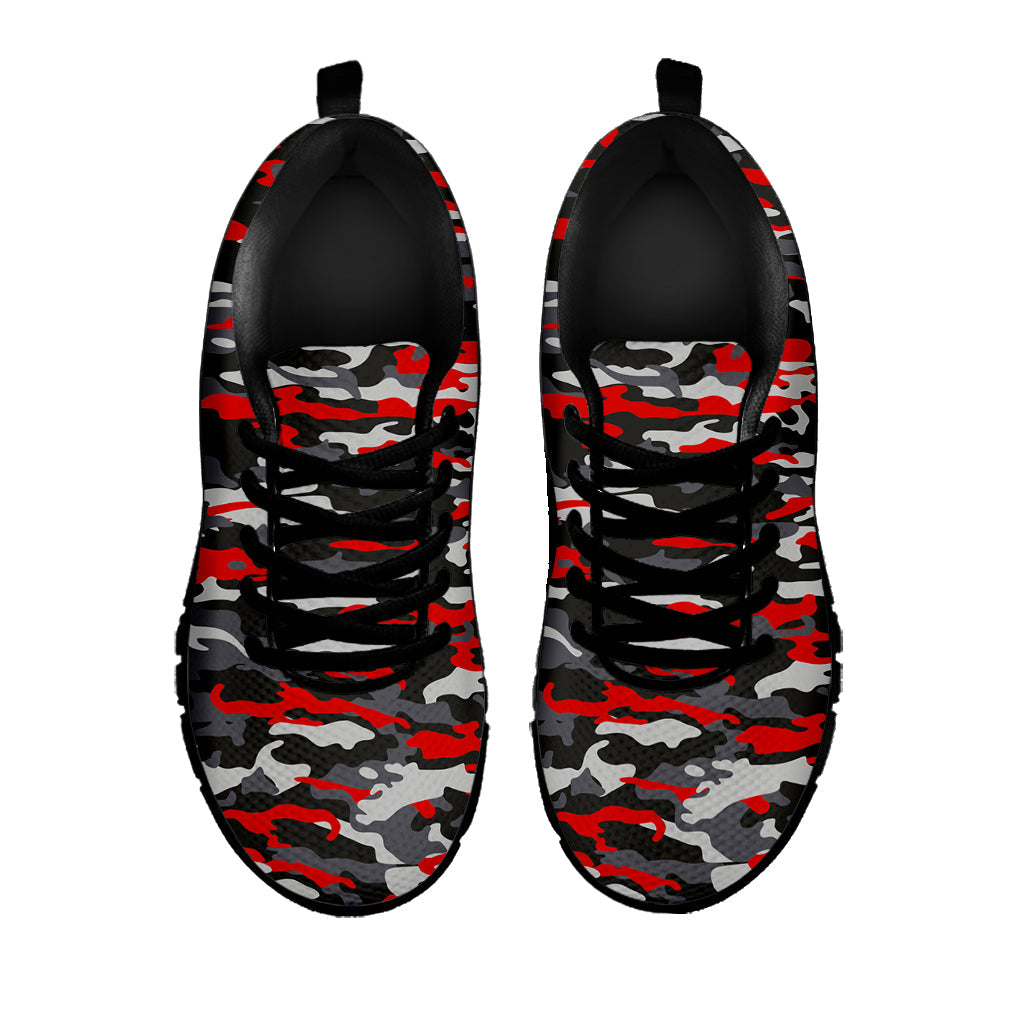 Orange Black And Grey Camouflage Print Black Running Shoes