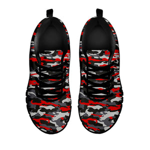 Orange Black And Grey Camouflage Print Black Running Shoes