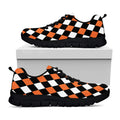 Orange Black And White Harlequin Print Black Running Shoes