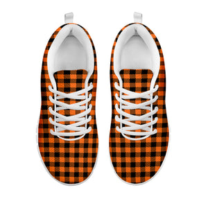 Orange Buffalo Plaid Print White Running Shoes