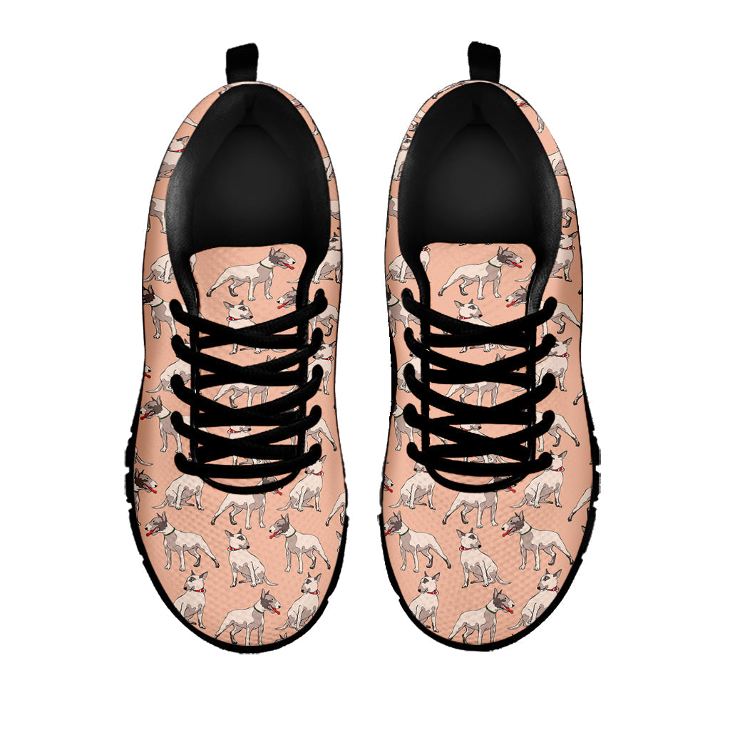 Orange Bull Terrier Pattern Print Black Running Shoes