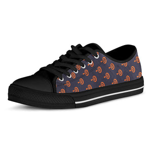 Orange Bullseye Target Pattern Print Black Low Top Sneakers
