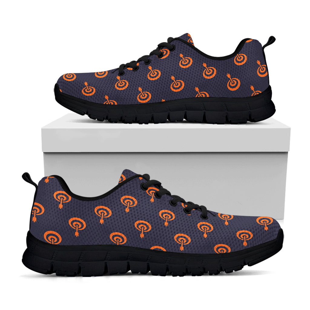 Orange Bullseye Target Pattern Print Black Running Shoes