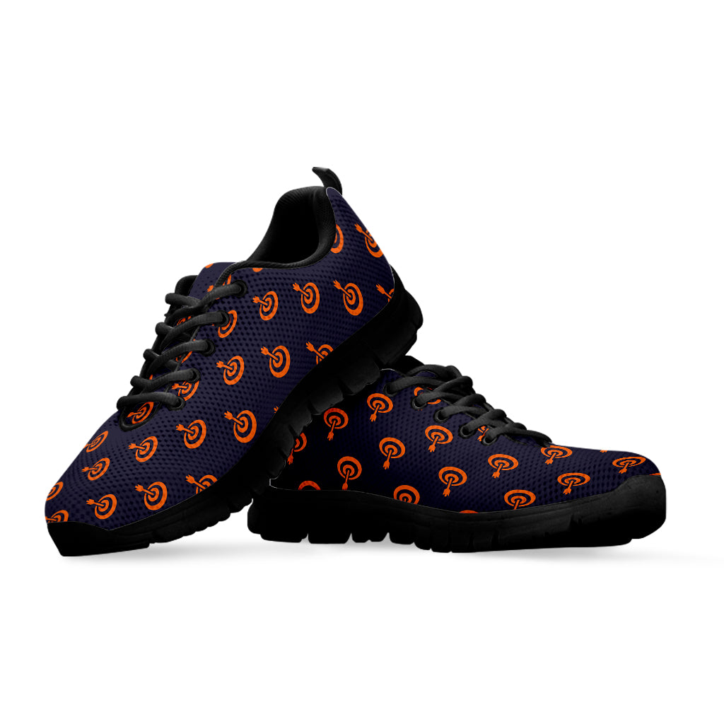 Orange Bullseye Target Pattern Print Black Running Shoes