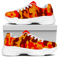 Orange Camouflage Print White Chunky Shoes