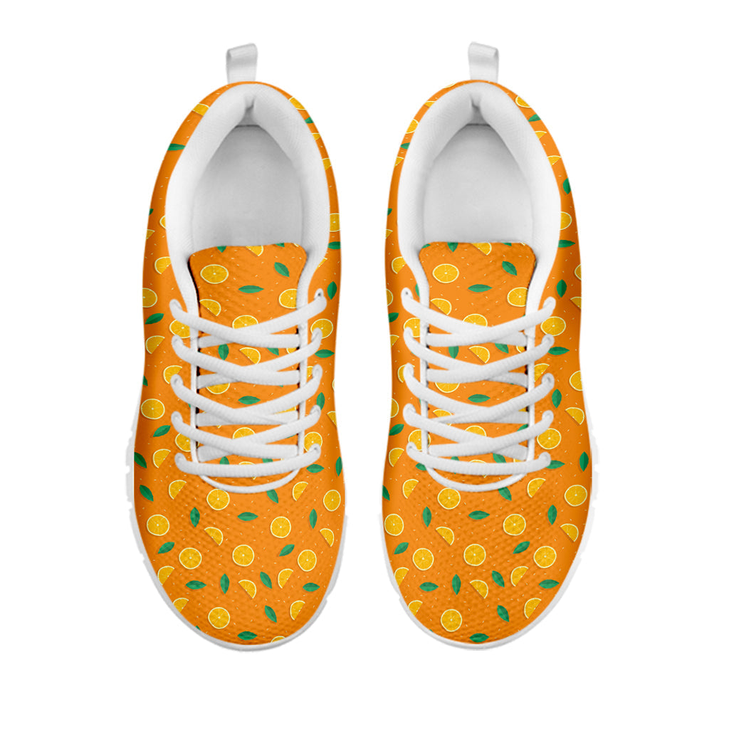 Orange Fruit Slices Pattern Print White Running Shoes