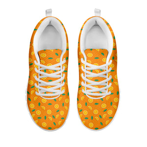 Orange Fruit Slices Pattern Print White Running Shoes