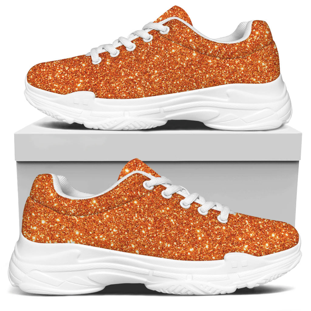Orange (NOT Real) Glitter Print White Chunky Shoes