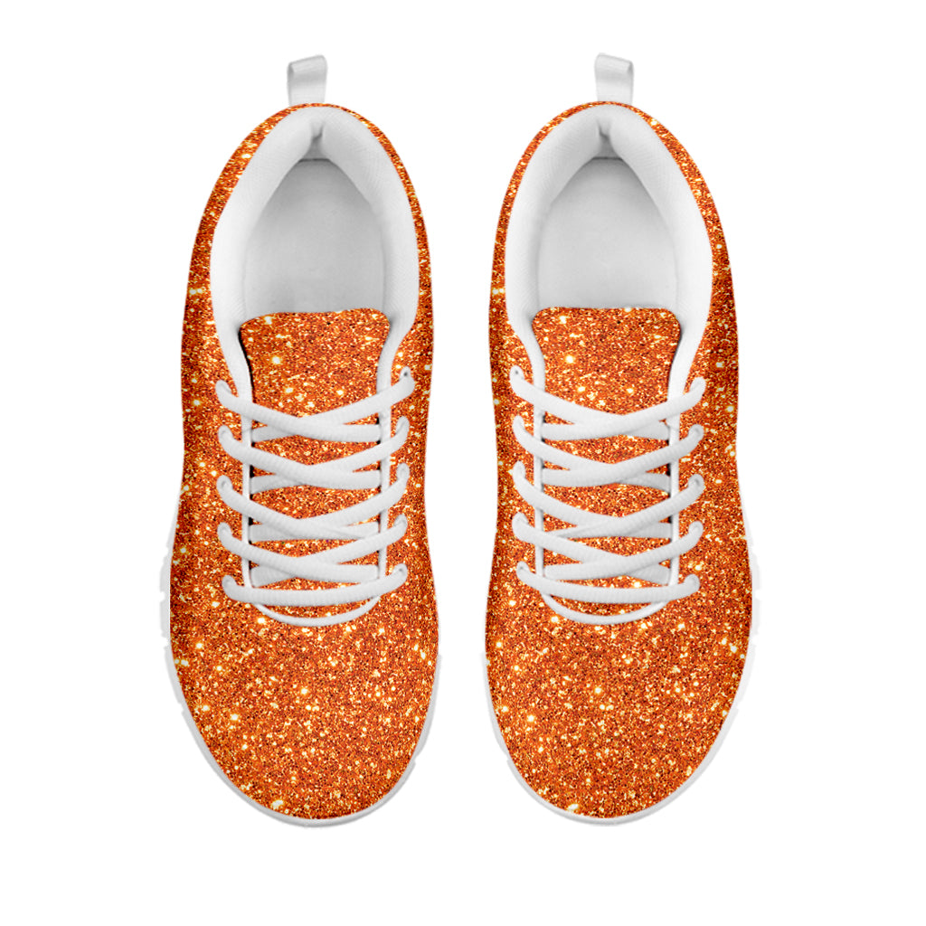 Orange (NOT Real) Glitter Print White Running Shoes