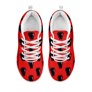 Orange Halloween Coffin Pattern Print White Running Shoes