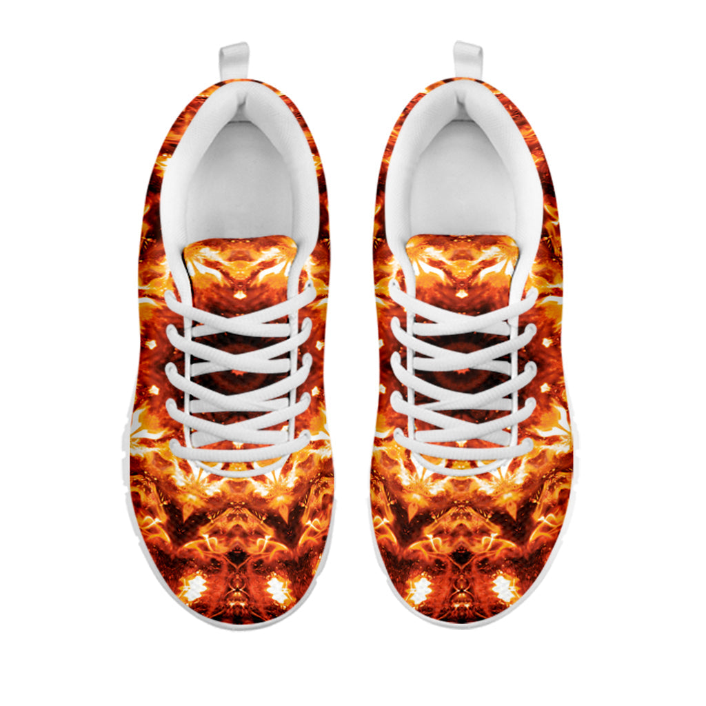 Orange Kaleidoscope Print White Running Shoes