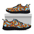 Orange Monarch Butterflies Pattern Print Black Running Shoes