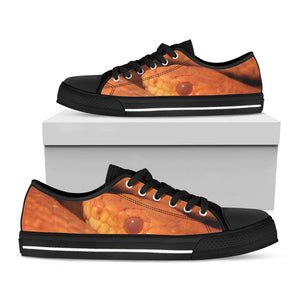 Orange Snake Print Black Low Top Sneakers