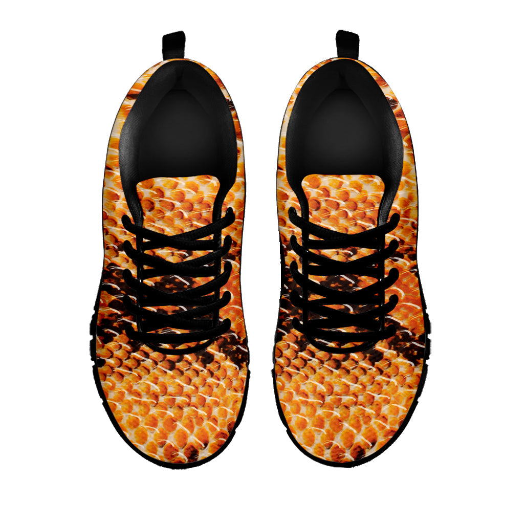 Orange Snakeskin Print Black Running Shoes