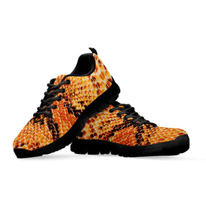 Orange Snakeskin Print Black Running Shoes