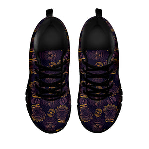 Ornament Tiki Mask Pattern Print Black Running Shoes