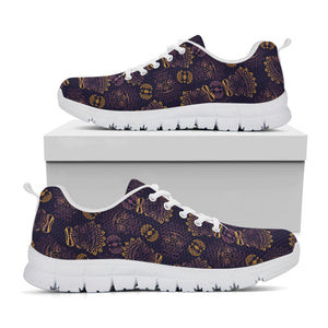 Ornament Tiki Mask Pattern Print White Running Shoes