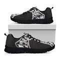 Ornamental Silver Cross Print Black Running Shoes