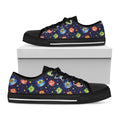 Owl And Star Pattern Print Black Low Top Sneakers