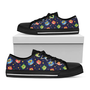 Owl And Star Pattern Print Black Low Top Sneakers