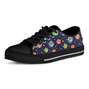 Owl And Star Pattern Print Black Low Top Sneakers