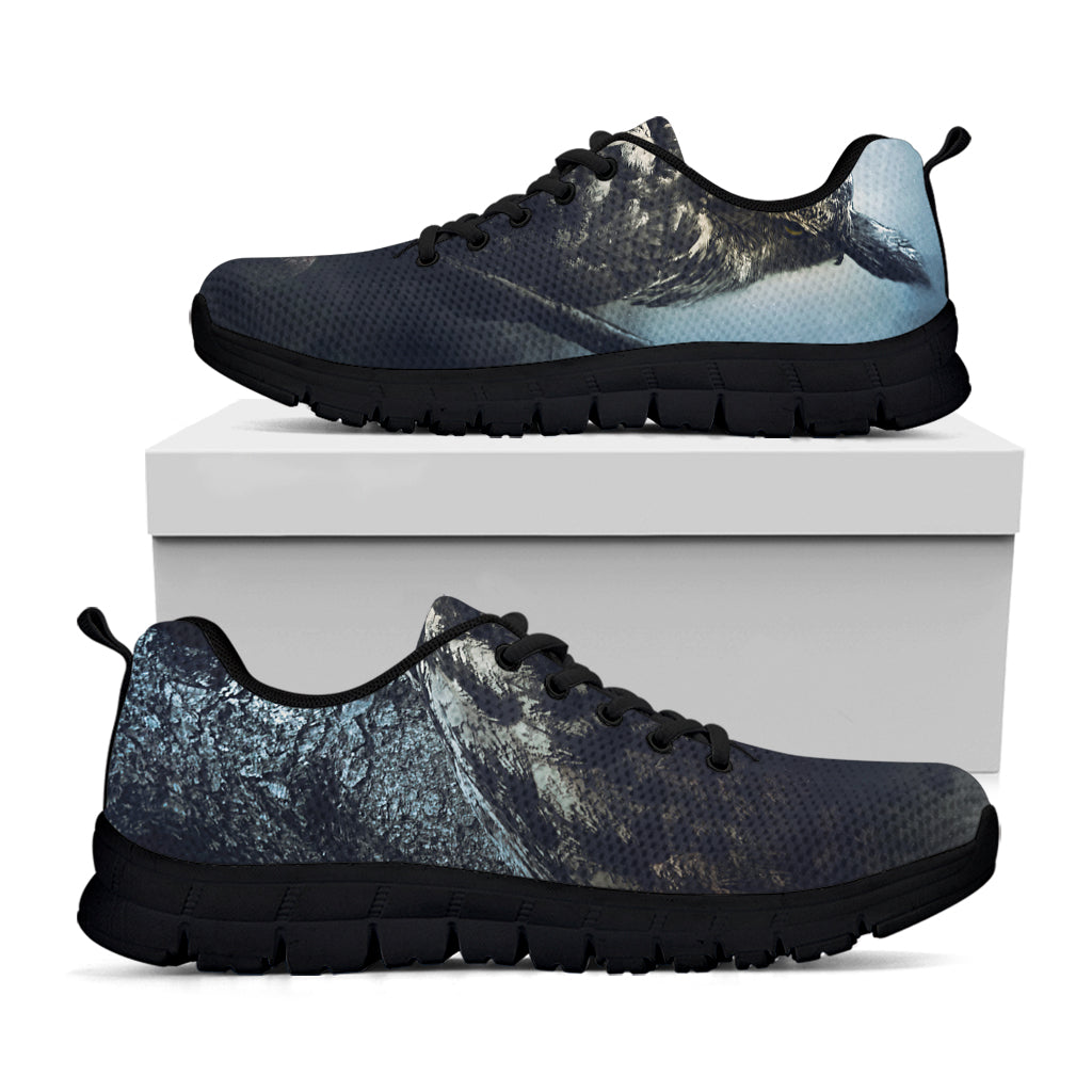 Owl At Night Print Black Running Shoes
