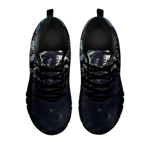 Owl At Night Print Black Running Shoes