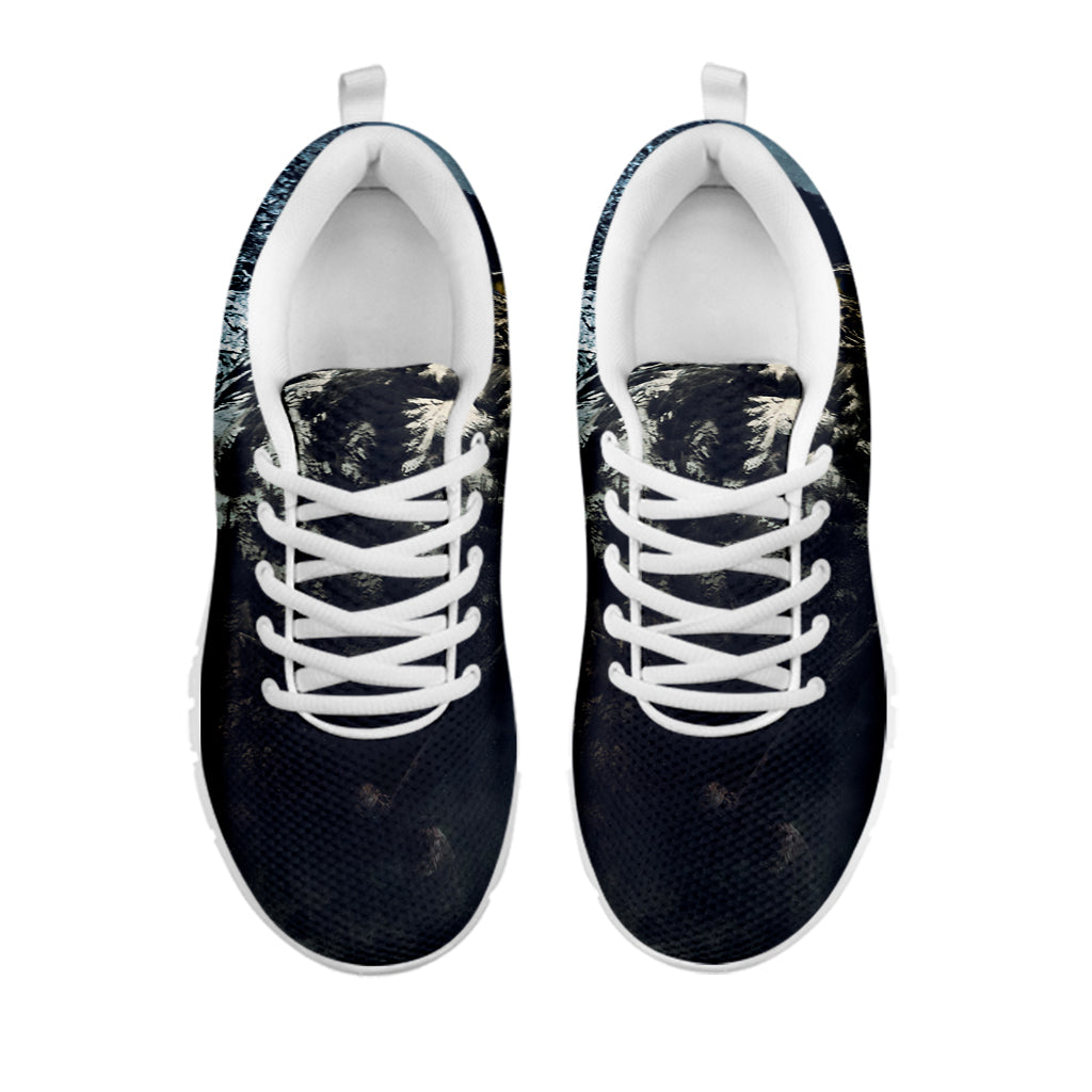 Owl At Night Print White Running Shoes