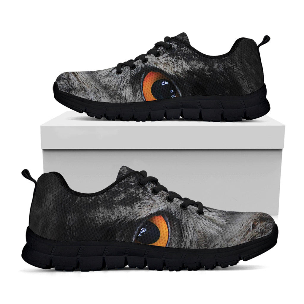 Owl Eyes Print Black Running Shoes