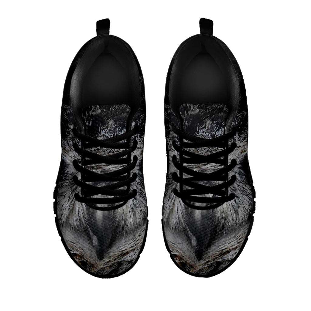 Owl Eyes Print Black Running Shoes