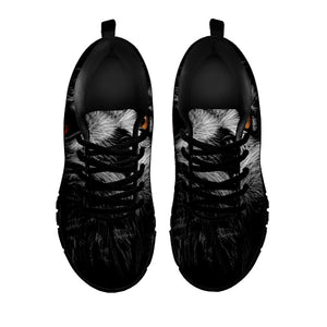 Owl Portrait Print Black Running Shoes