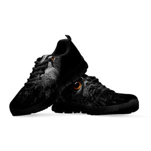 Owl Portrait Print Black Running Shoes
