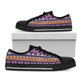 Paisley Elephant Hamsa Pattern Print Black Low Top Sneakers