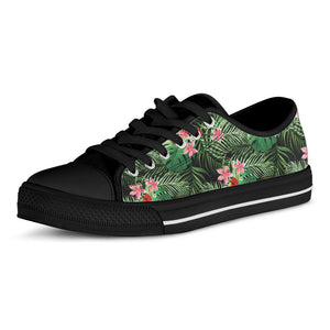 Palm Hawaiian Tropical Pattern Print Black Low Top Sneakers